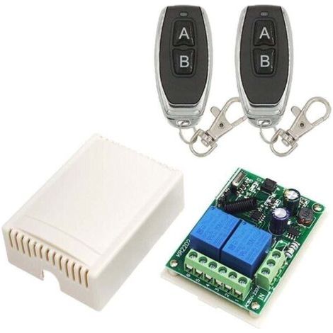 Vurahome - 220v Ac 2 Canaux Sans Fil Commutateur De Commande À Distance, Xu, Récepteur Rf Module De Relais 433 Mhz Avec Émetteur Marche/arrêt Pour Porte Degarage, Lumière, Usage Domestique -