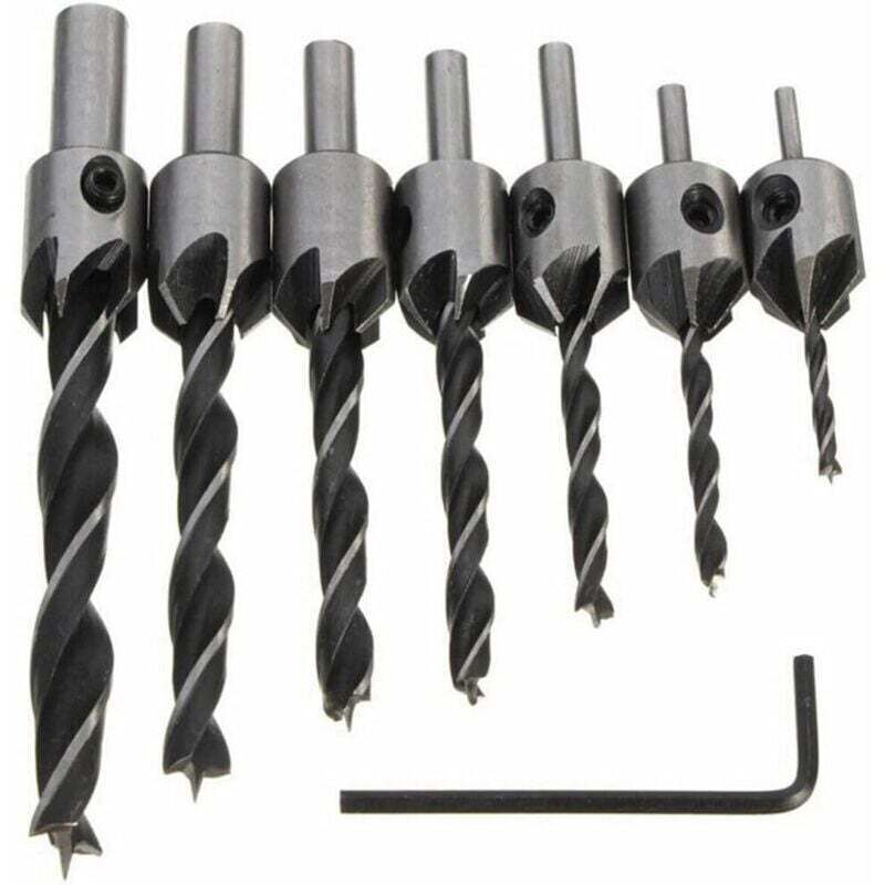 Hss-holzbohrer-set, 5/7-teilig, Abgeschrägt, Schlüsselweite 3–10 Mm, Silbergrau, Ortviai