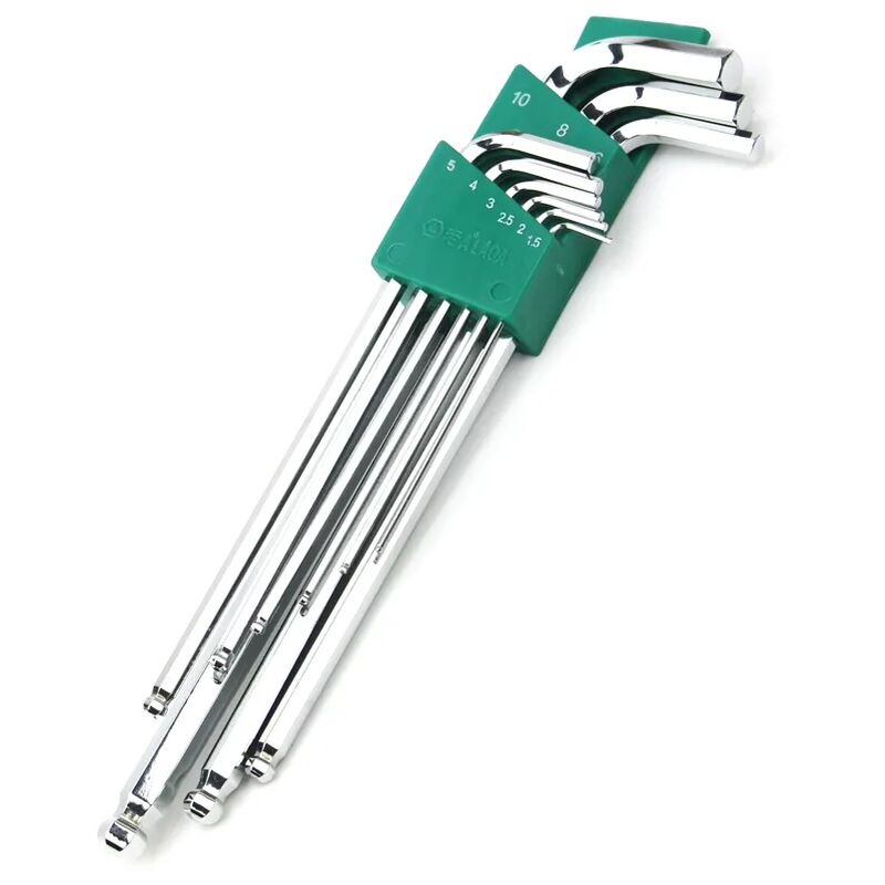 9-teiliger Inbusschlüsselsatz, L, 1,5–10 Mm, Kugelkopf, Stahl S2