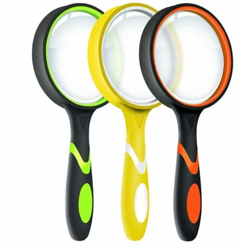 3er-set Vergrößerungsgläser, 10-fache Vergrößerung, Rutschfest, 75 Mm Durchmesser, Ideal Für Kinder, Leichtes Lesen