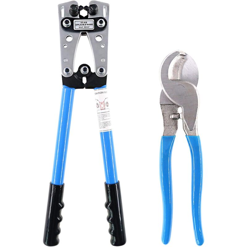 Set Aus 2 Crimpzangen Und Kabelschneidern Für Kabel Von 10 Bis 1/0 Awg