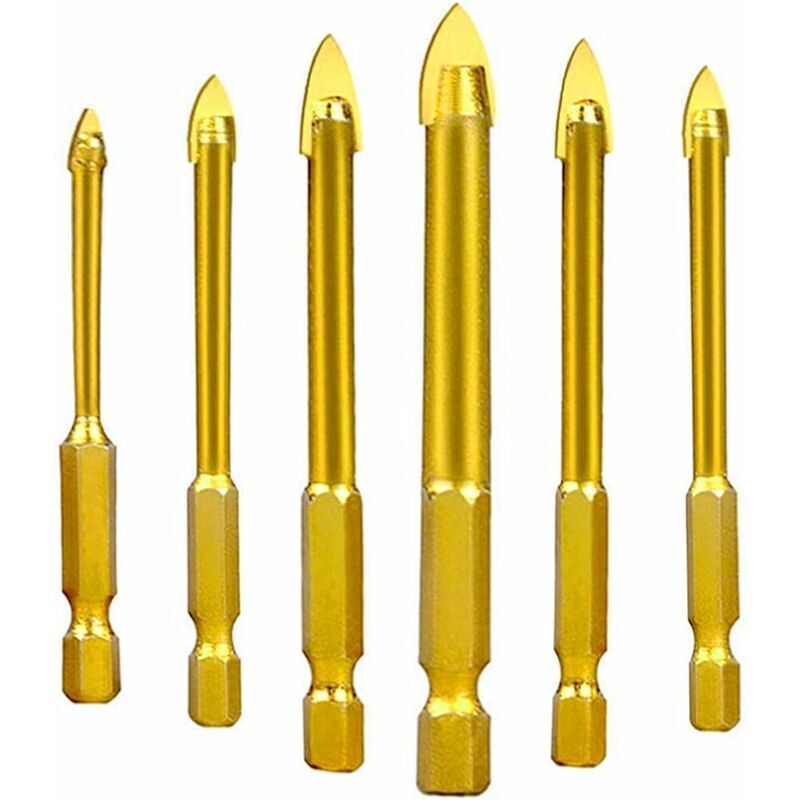 6-teiliger Bohrer-satz Für Glas, Keramik, Fliesen, Kristall, 3-10 Mm, Sechskantschaft