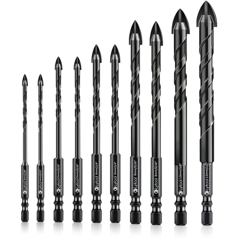 10-teiliges Keramik-, Glas- Und Fliesenbohrer-set Mit Sechskantschaft Für Präzises Bohren
