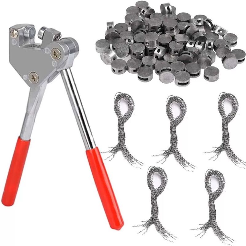 10-mm-dichtungszangenset Mit Dichtungen Und Draht, Ergonomischer Roter Griff