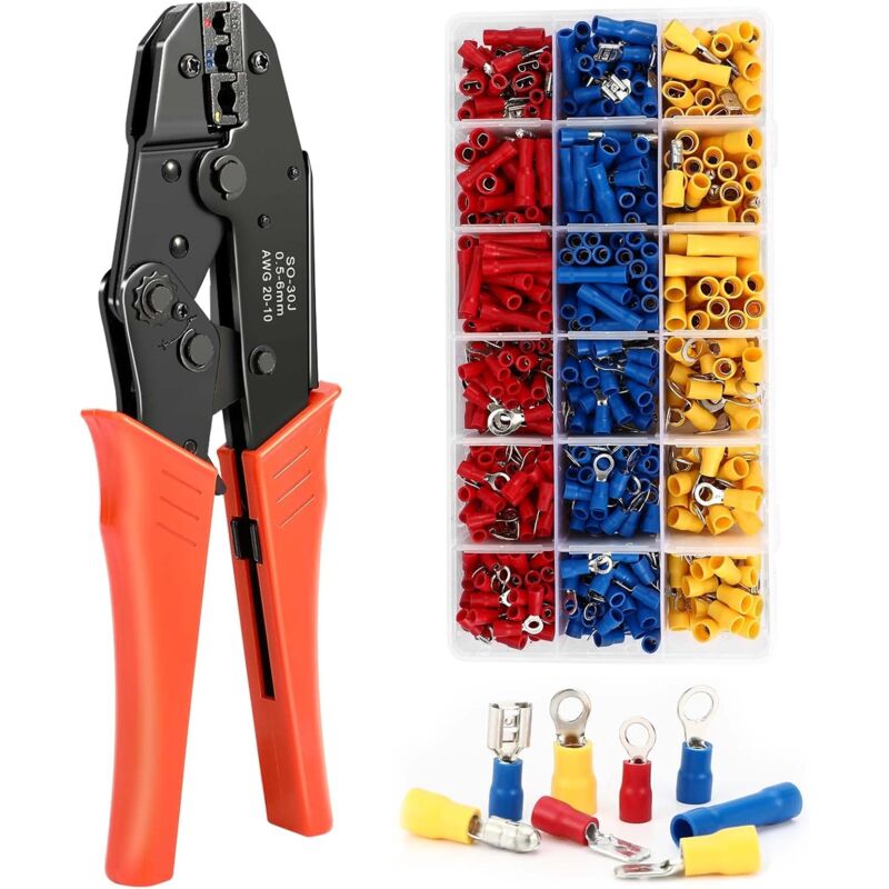 Ratschen-crimpzange, 700 Isolierte Stücke Für 0,5-6 Mm² Kabelschuhe, Awg20-10