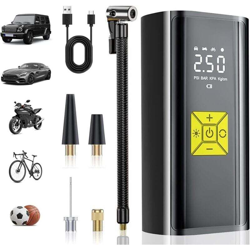 Ortviai 4000mah 150psi Tragbarer Luftkompressor Mit Digitalanzeige Und Led Für Fahrrad, Motorrad, Roller, Ball, Auto
