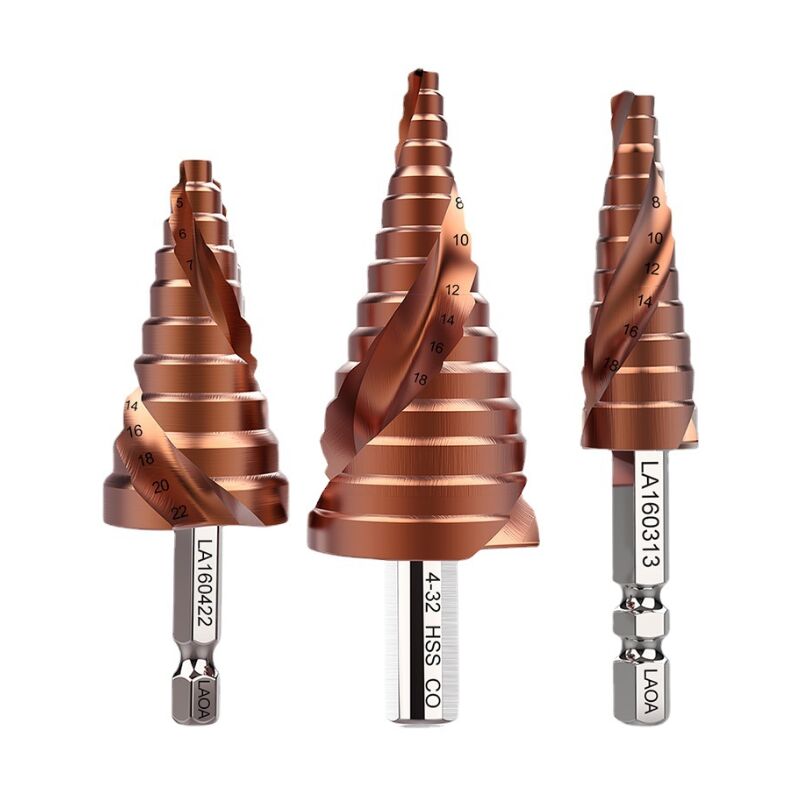 3-teiliges Stufenbohrer-set 3-13 Mm, 4-22 Mm, 4-32 Mm, Hss-co M35 Titan Für Metall Und Stahl