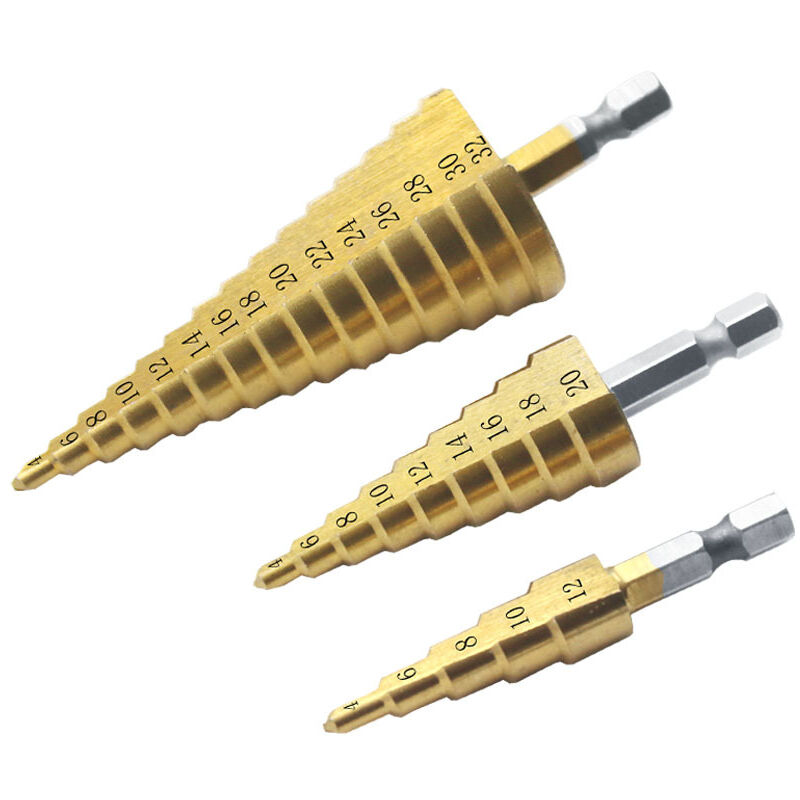 Set Mit 3 Hss-stufenbohrern 4-12/4-20/4-32 Mm Sechskantschaft, Inklusive Tasche