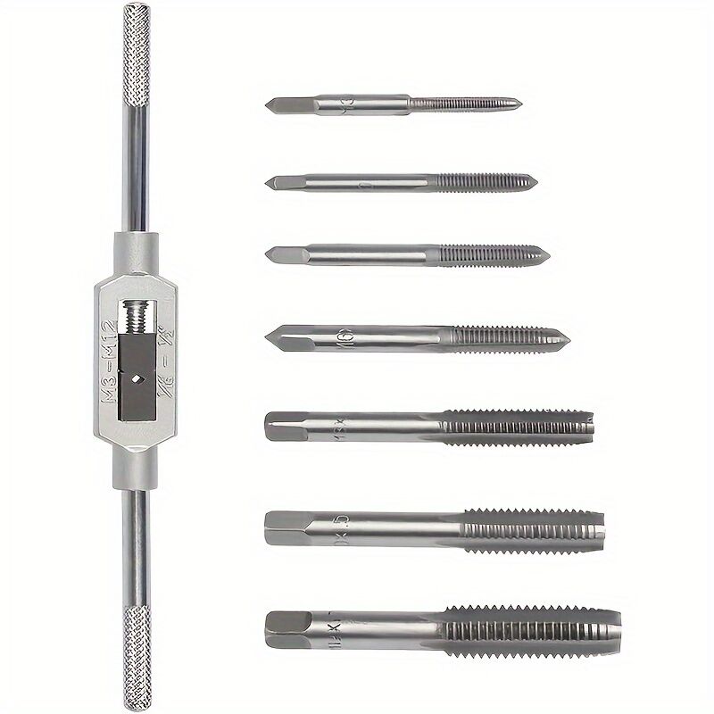 Set Mit 8 Manuellen Gewindebohrern, Bohrern, Schraubenschlüssel, Verstellbarer Reibahle Und Präzisionsgewindeschneidwerkzeug