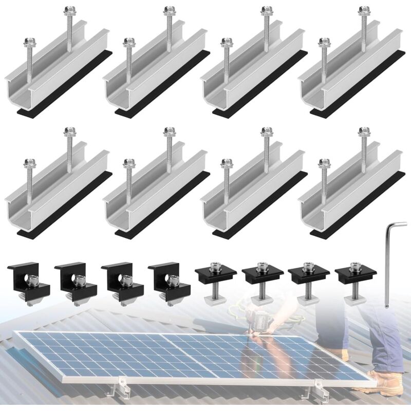 Set Mit 8 Aluminiumhalterungen Für Flachdach-solarpaneele
