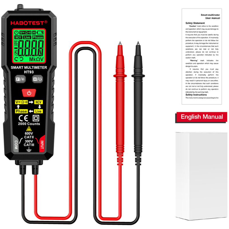 Professionelles Digitalmultimeter Misst Wechsel- Und Gleichspannung, Widerstand, Durchgang Und Phasenfolge