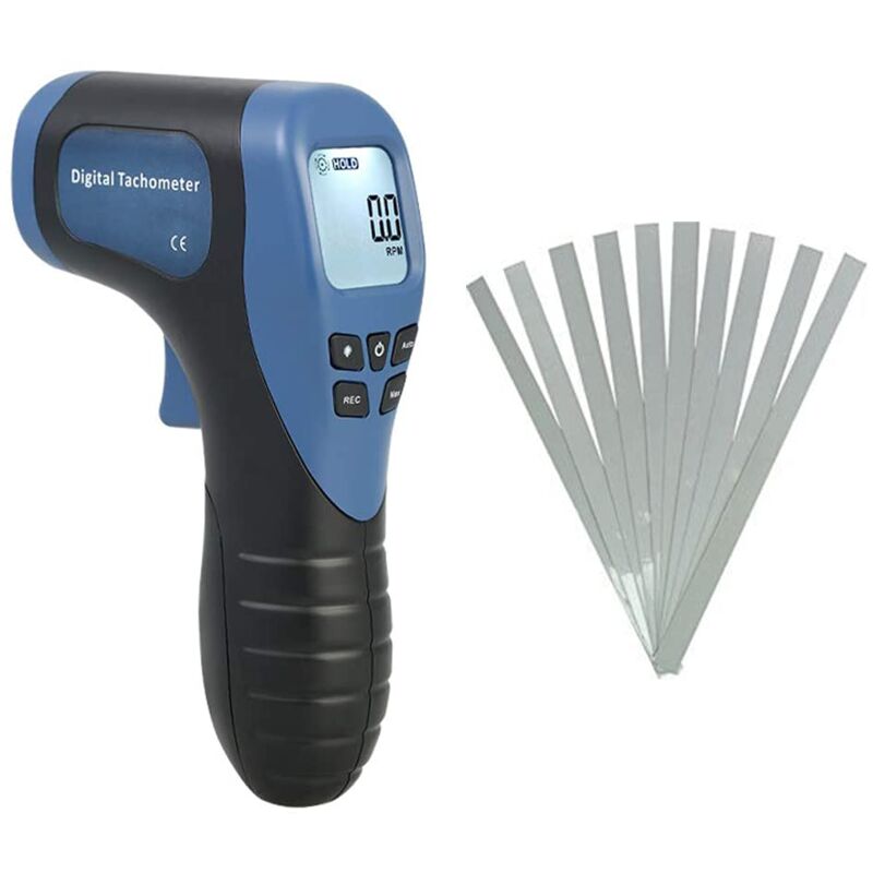 Tragbarer Digitaler Laser-drehzahlmesser 2,5–99999 U/min, 10 Reflexionsbänder, Präzise
