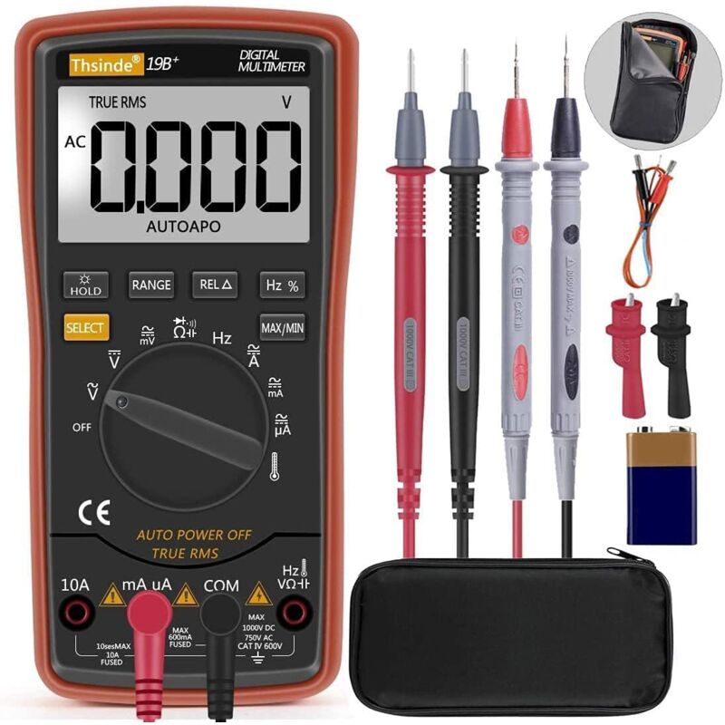 Automatisches Multimeter Misst Temperatur, Wechsel-/gleichspannung, Strom, Widerstand, Durchgang, Kapazität, Frequenz Und Dioden.