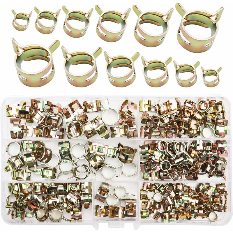 Packung Mit 135 Federschlauchschellen Für 6-12 Mm Schläuche, Kraftstoff, Wasser, Luft