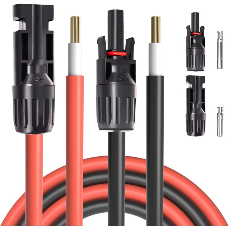 10awg 20-fuß-solarverlängerungskabel, Rot/schwarz, Mit Stecker Und Buchse, Inklusive Solarpanel