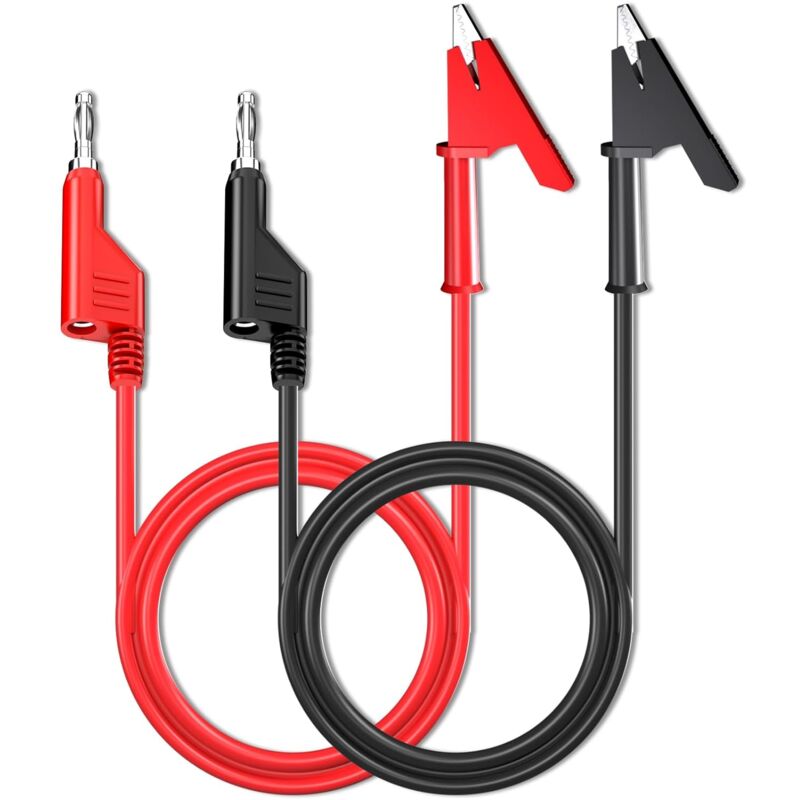 Stapelbare Bananenstecker Mit Krokodilklemmen, Elektrische Messleitungen, 1 M, Rot/schwarz, 2 Stück