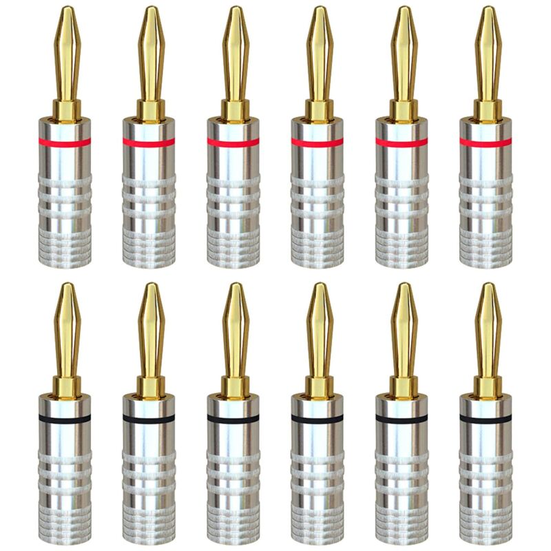 6 Paar Bananenstecker, 24 Karat Vergoldete Lautsprecheranschlüsse Mit Schrauben Für Heimkino- Und Audiosysteme