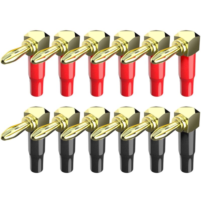 Mm Vergoldete Rechtwinklige Bananenstecker Für Lautsprecherkabel, 12er-packung