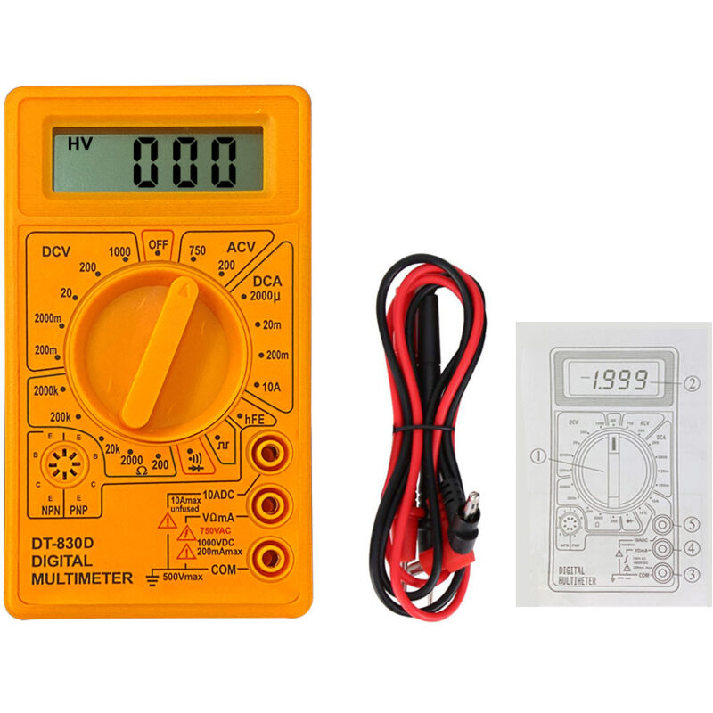 Professionelles Tragbares Digitalmultimeter Zur Messung Von Wechsel- Und Gleichspannung, Widerstand, Dioden, Transistoren, Hfe Und Durchgang.