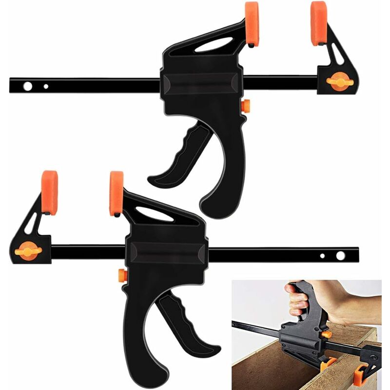 150 Mm Rostfreie Schnellspannzwinge Für Holzbearbeitung, Schwarz, 2 Stück
