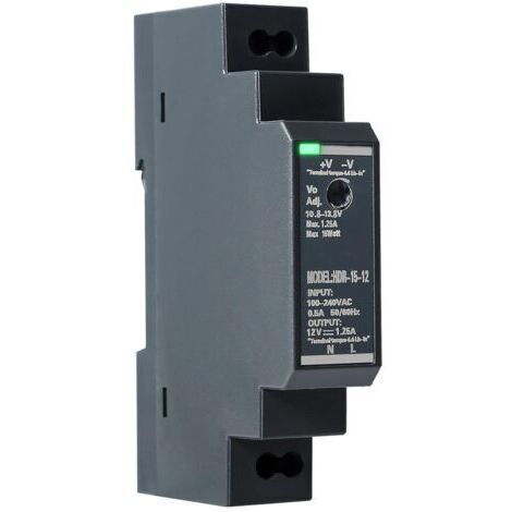 Din-schienen-netzteil, Wechselstrom Zu Gleichstrom, 15 W, 12 V / 1,25 A, Schalttransformator, Wechselstromeingang 100–240 V, Gleichstromausgang 12 V