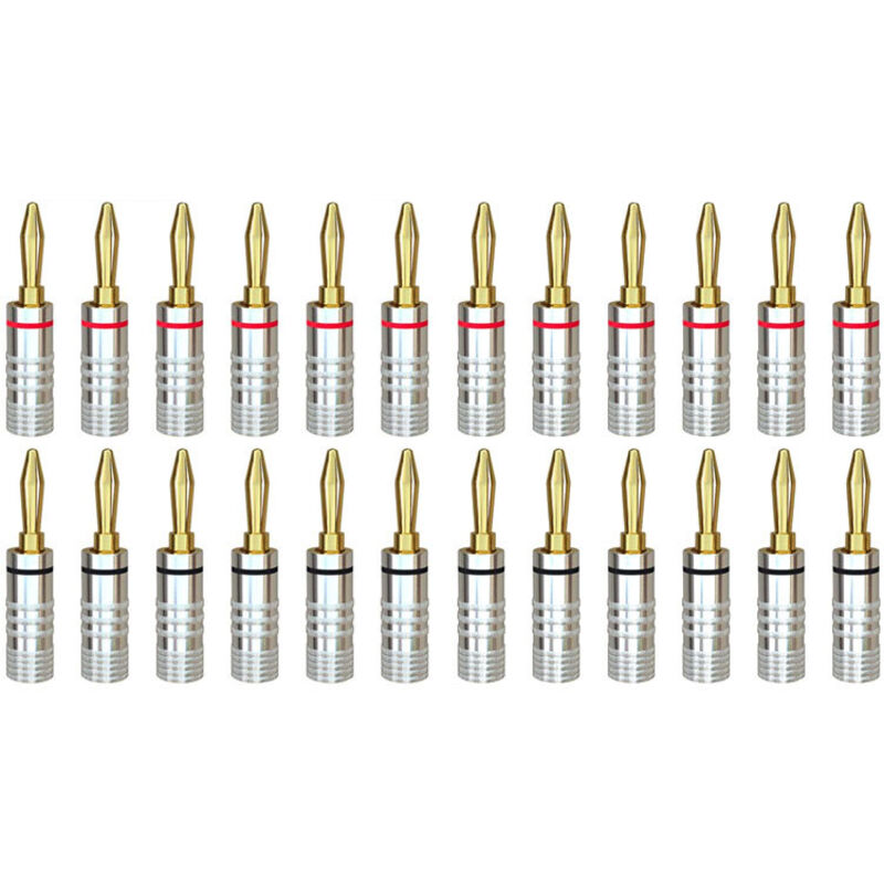12 Paar Bananenstecker, 24 Karat Vergoldete Lautsprecheranschlüsse Mit Schrauben Für Heim-audio- Und Heimkinosysteme