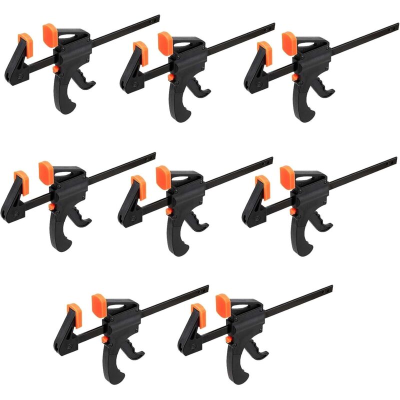 Set Mit 8 F-förmigen Schnellspannern Für Schreinerarbeiten Und Türmontage, 10 Cm
