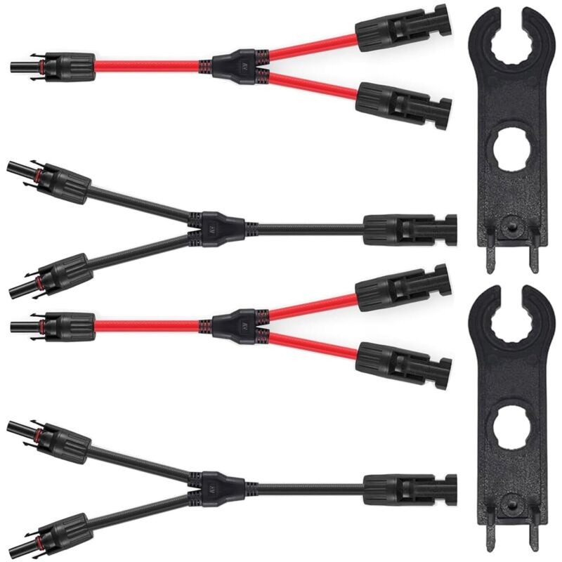 2 Paare Roter Und Schwarzer Y-verbinder (10 Awg) Zur Parallelschaltung Von Solarmodulen