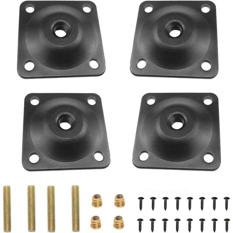 16-teiliges Set Schwarzer Eisen-möbelbein-befestigungsplatten Mit Schrauben Für Sofa, Stuhl, Schrank, Tisch, Ortviai