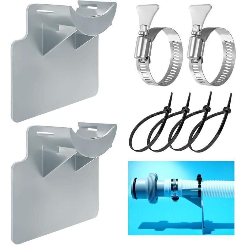 Set Mit 2 Schlauchhalterungen Für Aufstellpools Mit Klemme Und Verdrehschutz, Grau, Ortviai