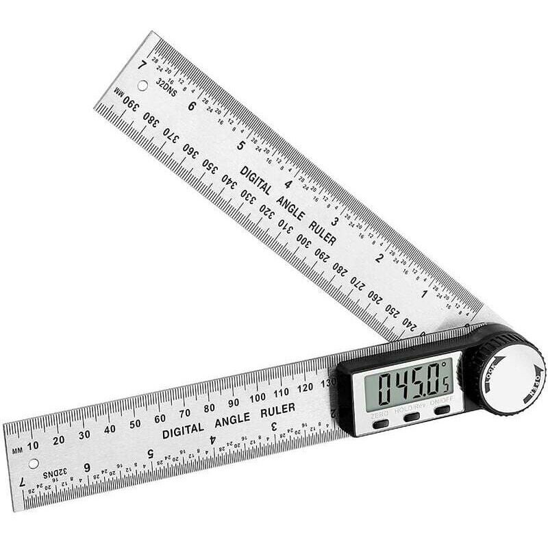 2-in-1 Digital-winkelmesser Mit Haltefunktion Und Umkehrbarer Nullstellung – Edelstahl, Lcd-anzeige In Mm/zoll, 200 Mm Ortviai
