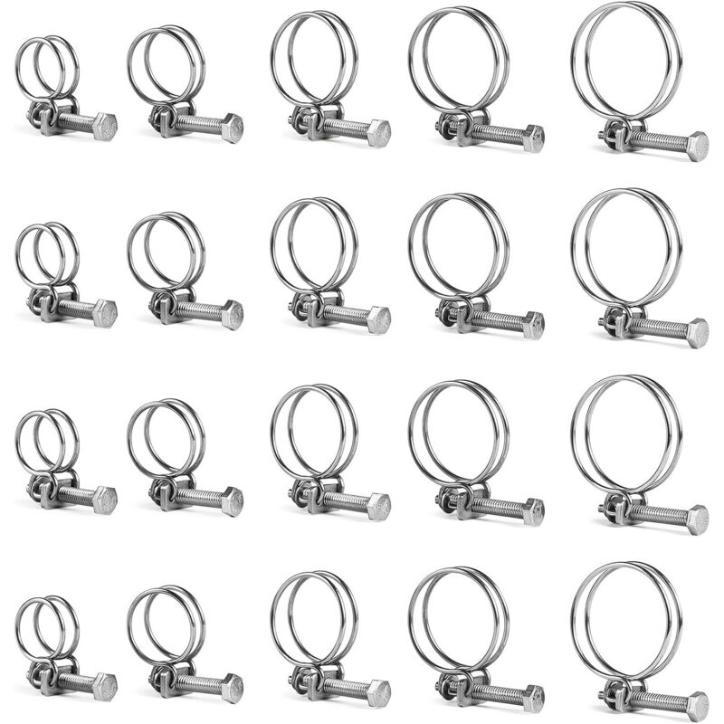 Set Mit 20 Verstellbaren Rohrschellen Aus Edelstahl 304 Für 16-40 Mm Wasserrohre