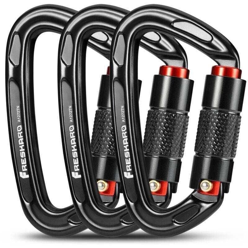 25 Kn Ce-gekennzeichneter Automatischer Kletterkarabiner Mit Verriegelung, 10 Cm, Schwarz/grau, Für Bergsteigen, Hängematten, Hundeleinen, Ortviai