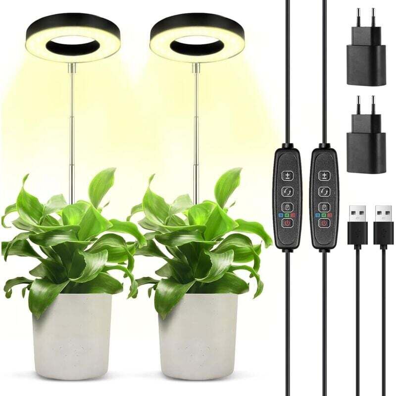 Ortviai Vollspektrum-led-pflanzenlampe, 9 Helligkeitsstufen, 180° Drehbar, 3/9/12-stunden-timer, Höhenverstellbar Für Kleine Pflanzen
