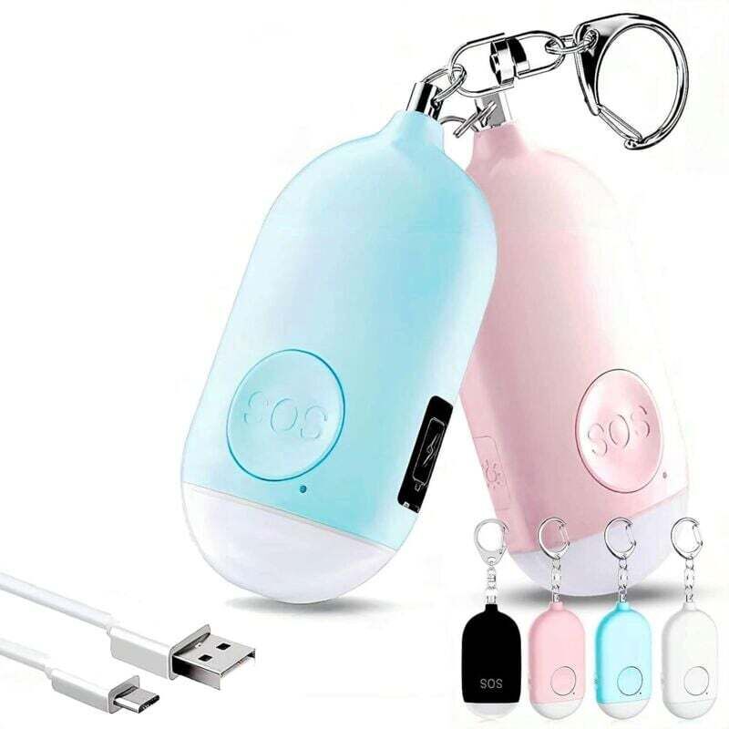 Ortviai Wiederaufladbarer Personenalarm Mit Led-licht, 2er-pack Für Frauen, Kinder Und Senioren (blau + Rosa)