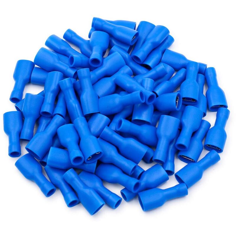Isolierte Schnellverbinderstecker 6,3 X 0,8 Mm Für Kabel Mit 1,5–2,5 Mm² Querschnitt, Blau, 100er-packung