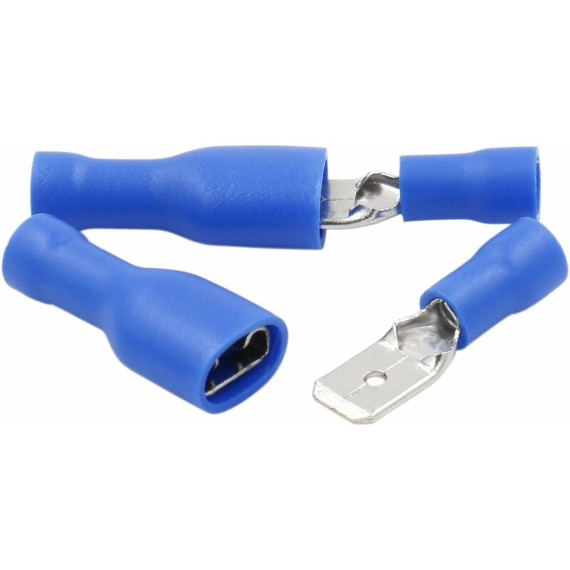 Isolierter Vinyl-schnellkupplungsstecker 6,3 X 0,8 Mm Für 1,5–2,5 Mm² Kabel, Blau, 100 Stück