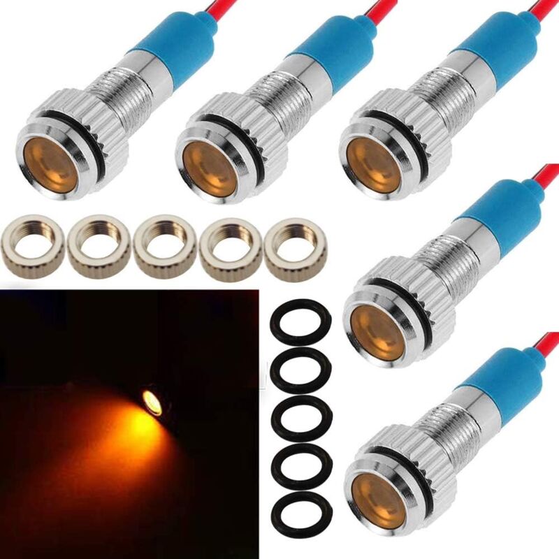 12v Gelbe Led-anzeige Für Universelle Armaturenbretter Von Autos, Transportern Und Booten (5 Stück)