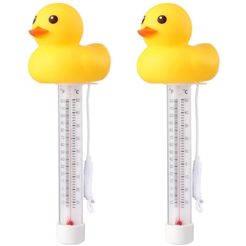 Set Mit 2 Schwimmenden Poolthermometern Im Gelben Enten-design, Präzise Und Unzerbrechlich, Mit Schnur. Ortviai