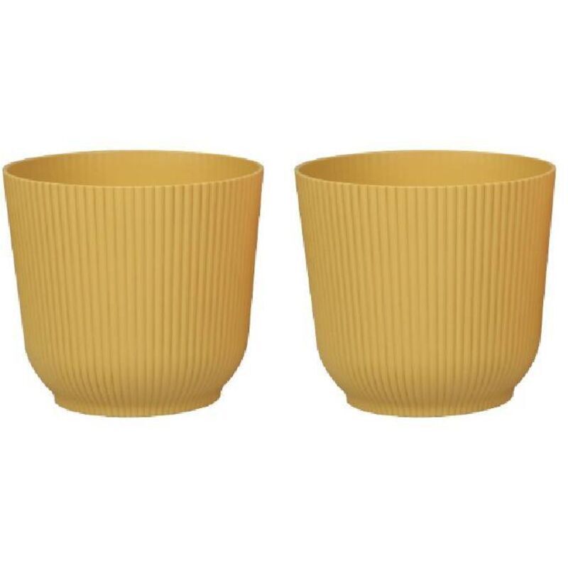 Leichte, Runde, Matte Kunststoff-blumentöpfe Für Den Innenbereich, Senfgelb, 14 Cm – 2er-set