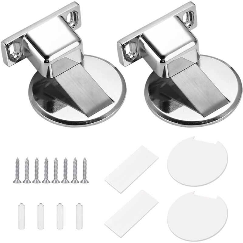 Unsichtbarer Magnetischer Türstopper Aus Edelstahl Mit Klebstoff Und Schrauben (2 Stück)
