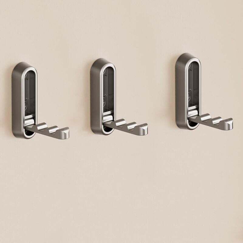 Set Mit 3 Unsichtbaren, Faltbaren, Teleskopierbaren Wandhaken Für Eingangsbereich, Schlafzimmer, Wohnzimmer – Grau Ortviai