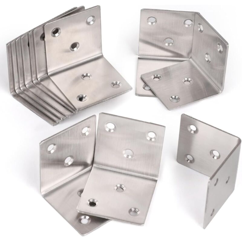 Set Mit 12 Perforierten Metallwinkeln 50x50 Mm Aus Edelstahl Für Möbel Und Regale