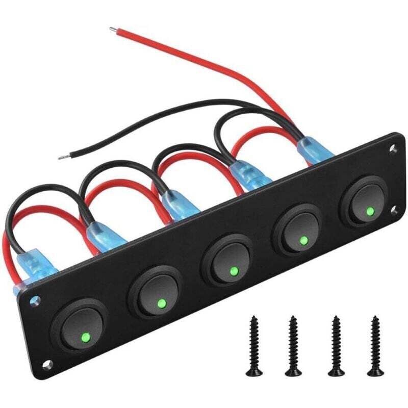 Ortviai 12-24v 5-fach Wippschalter Mit Grüner Led Für Auto Und Boot