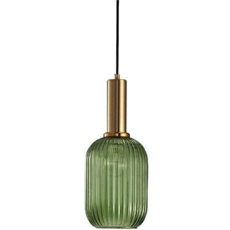 Vintage-industrie-pendelleuchte Aus Geripptem Glas Mit Polierter Messingoberfläche Für Esszimmer, Küche Oder Schlafzimmer (grün, 13 Cm) Ortviai