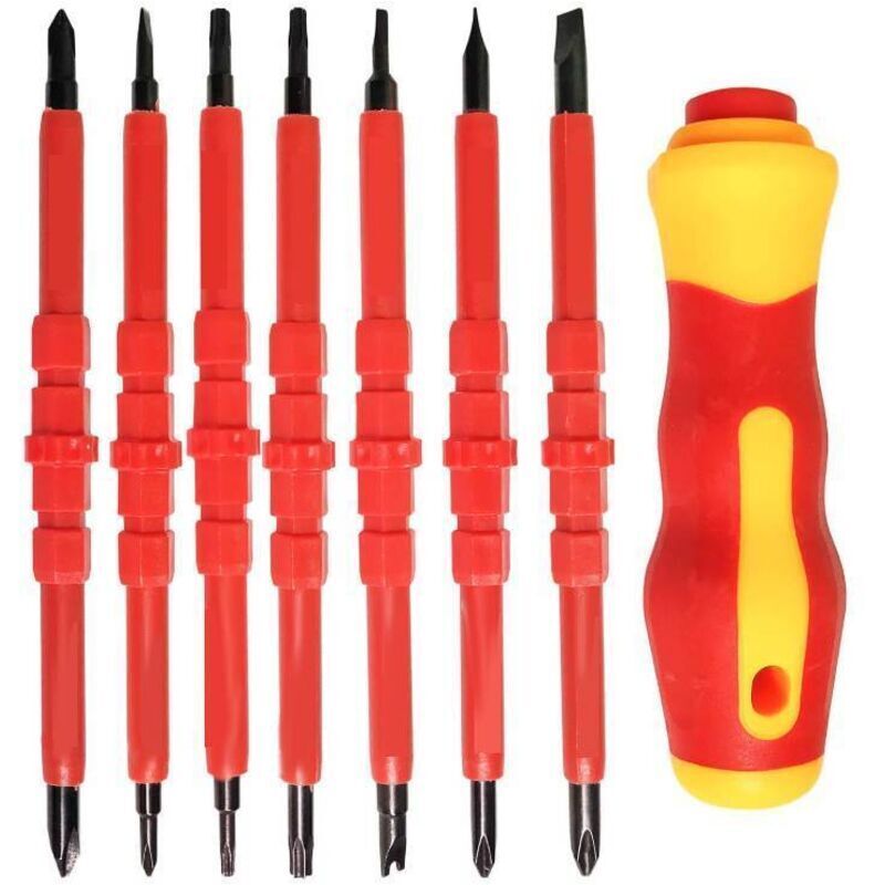 Ortviai 7-teiliges Isoliertes Elektroschrauber-set – 14-in-1 Multifunktions-legierungsset