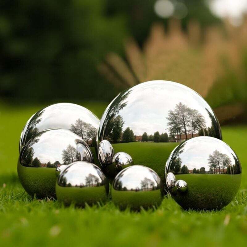 Set Mit 6 Facettierten Edelstahlkugeln (50–150 Mm) Für Den Einsatz Im Garten (innen Und Außen) Von Ortviai