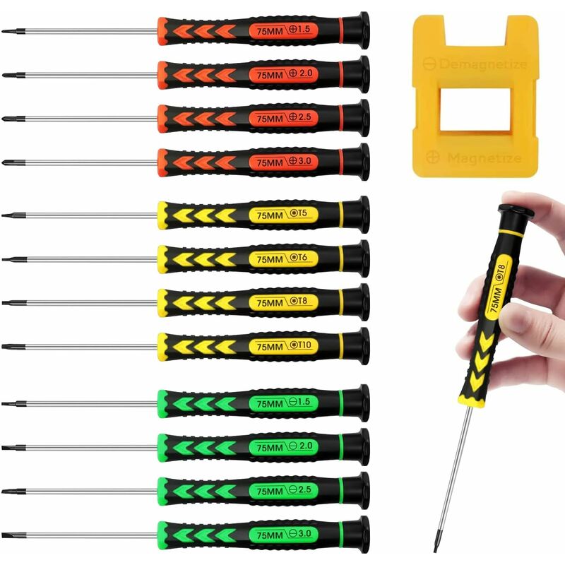 12-teiliges Magnetisches Präzisionsschraubendreher-set Für Brillen, Uhren, Handys Und Computer