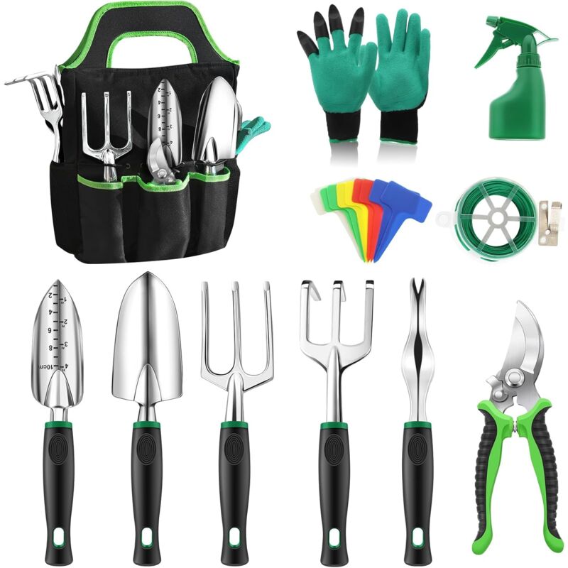 21-teiliges Garten-set: Korrosionsbeständige Aluminiumtasche, Rutschfeste Handschuhe