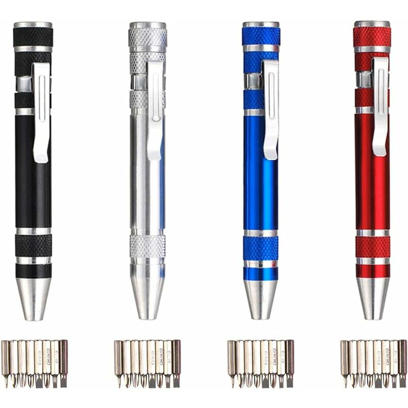 4-teiliges Mini-8-in-1-multifunktions-schraubendreher-set Aus Aluminium Für Elektronikreparaturen Und Heimwerkerprojekte